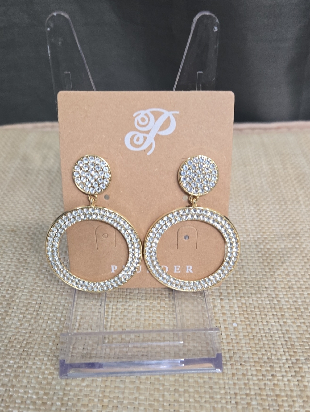 PLUNDER Gold Crystal Halo Drop Earrings - Gold